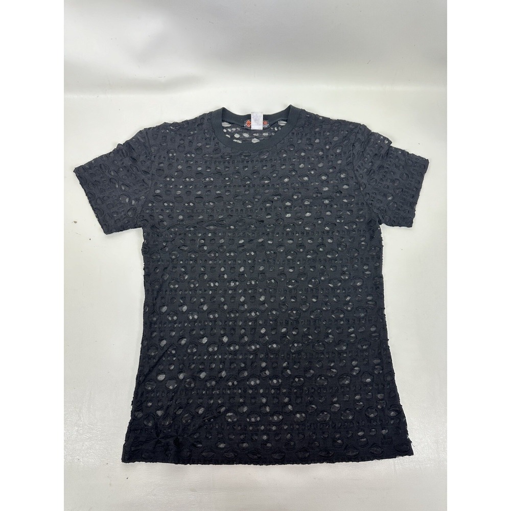 Dangerous Willie See Through Shirt Holes Short Sleeve Black Size XL USA Vintage